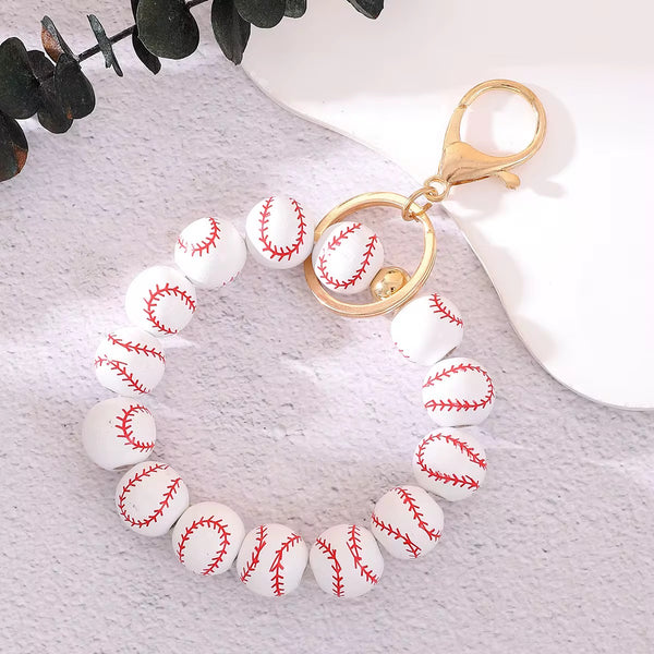 Baseball Beaded Wristlet