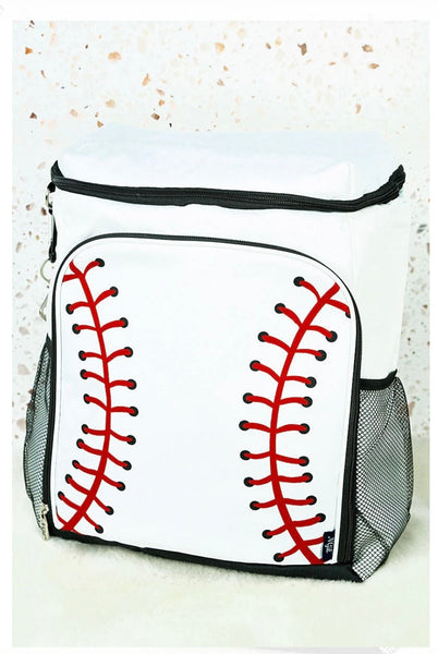 Baseball Backpack Cooler - White