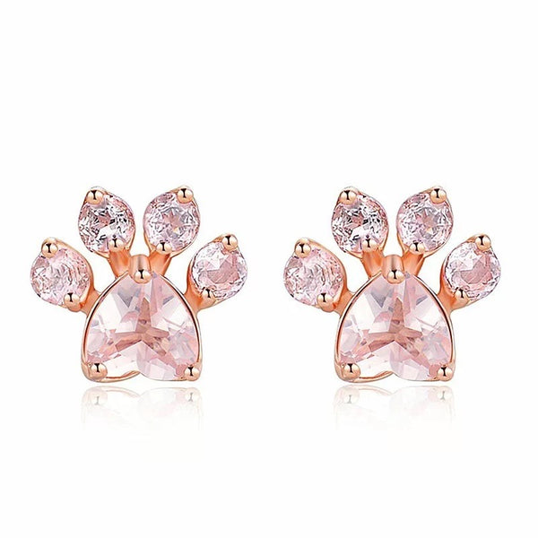 Rose Gold Paw Print Studs